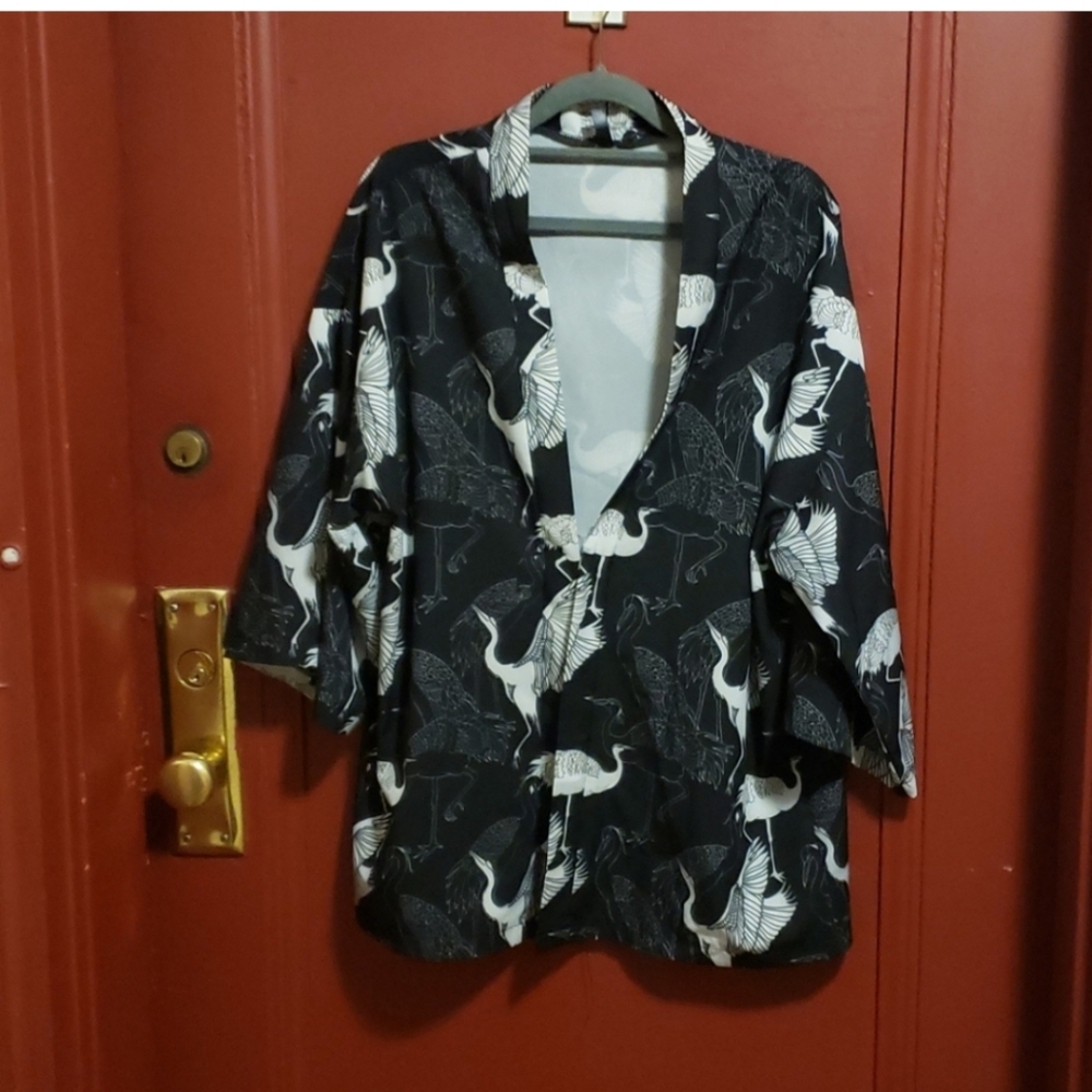 Source Unknown Gray Casual Black With Flamingo Pr… - image 1